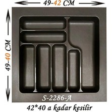 FREKANS Çekmece Içi Plastik Kaşıklık Antrasit S-2286-A En:49-42 D:49-40 cm Arası Kes