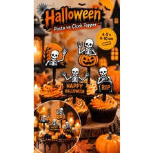 Major Hobi Halloween Iskelet Pasta ve Cupcake Süsü 4-5X10 cm – Balkabağı Rıp Topper Seti