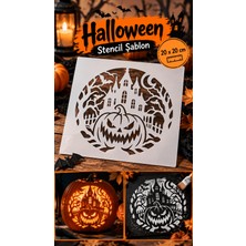 Major Hobi Halloween Balkabağı ve Perili Ev Stencil Şablon 20X20 cm – Boyama Dekorasyon Şablonu