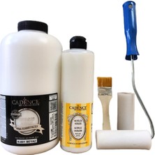 Cadence 2 Litre Beyaz Boya ve 500 ml Yarımat Vernik ile Sünger Rulo ve Fırça Seti