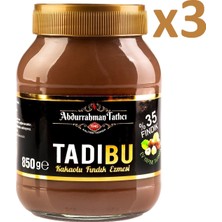 Abdurrahman Tatlıcı TADIBU Kakaolu Fındık Ezmesi 850g x 3 Katkısız, %35 Yoğun Fındık Oranı, Sade