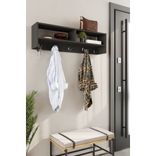 Aeka AE-7001 Ardıç Antrasit Duvara Monte 5 Askılı 2 Bölmeli Raflı Portmanto Antre Hol Vestiyer Askılık 123,6×24×34,1 cm
