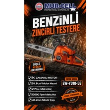 Mur-Cell 2.7 Kw 10500RPM Iki Zamanlı EW-YD10-58 Benzinli Zincirli Ağaç Kesme Testeresi