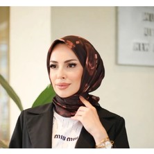 Efdal Şal & Eşarp Rosa Desen Ithal Iplikli  Kahverengisoft Eşarp