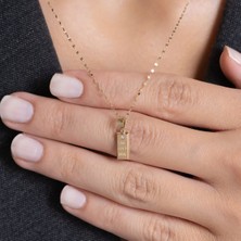 Bayar Gold 14 Ayar Altın Taşlı Külçe Kolye 1,30 mm