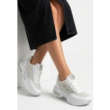 Zerenyus Buli Exclusice Beyaz Kalın Dolgu Taban Bağcıklı Kadın Sneaker