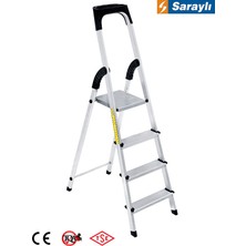 Saraylı Alüminyum Merdiven 3+1 4'lü Gümüş Gri Klasik Tasarım Hafif ve Dayanıklı