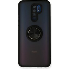 Metemix Newface Xiaomi Redmi 9 Kılıf Montreal Yüzüklü Silikon Kapak - Siyah