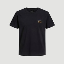 Jack & Jones Erkek Nakis Detayli Relaxed Fit Bisiklet Yaka Tisört - Club