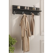 Aeka AE-7002 Akasya Antrasit Duvara Monte 4 Askılı Raflı Portmanto Antre Hol Vestiyer Askılık 90×12×24 cm