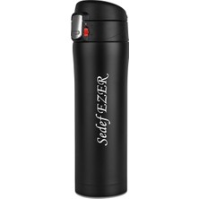 Sedef Silver 400 ml Paslanmaz Çelik Termos Bardak Siyah Renkli Kişiye Özel İsim Yazılabilir