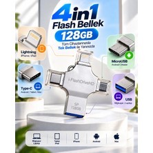 Aydogan's Ayd 4in1 128GB USB Flash Bellek Lightning Type-C Usb-A Microusb Girişli Çok Amaçlı Bellek
