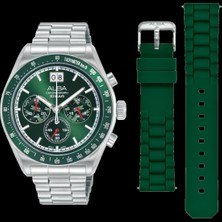Alba AU5027X2 Quartz Çelik Gri Yeşil Kadran 10 Atm 42 mm Erkek Kol Saati