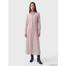 Lc Waikiki Yeni Sezon Pembe Ekose Poplin Gömlek Elbise