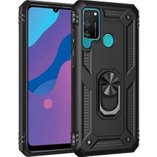 Efnaz Style Huawei Y6P Kılıf Sofya Yüzüklü Silikon Kapak - Siyah