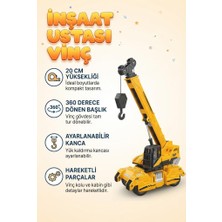 Farbu Oyuncak Inşaat Ustası Vinç Ayarlanabilir Kancalı Haraketli 360 Derece Dönen Başlıklı 20 cm Oyuncak Vinç