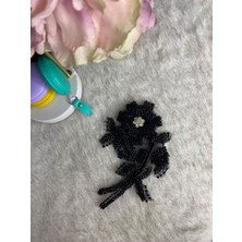 Stil Aksesuar Boncuk Işlemeli Çiçek Aplik Boy 16CM En 10CM