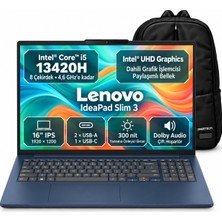 Lenovo Ideapad Slim 3 83K2001RTR S6 Intel Core I5-13420H 24GB 1tb SSD 16" Wuxga IPS Windows 11 Pro Taşınabilir Bilgisayar + Snertech Çanta