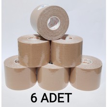 Bia Tape Kinesio 5 cm x 5 M Ten Rengi Elastik Sporcu Bandı Dizlik İçin 6'lı Paket