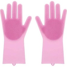 Ss Sihirli Silikon Bulaşık Yıkama Eldiveni Yumuşak Kaliteli Silikondan 35.7x16.5cm Pembe Renk