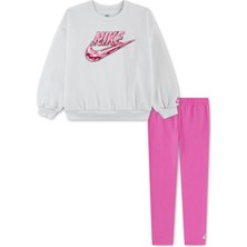 Nike Nıke  Fleece Crew Flare Leggıng Kız Çocuk Tayt&sweatshirt Takım