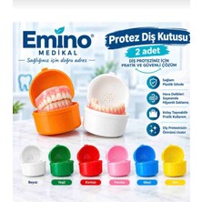 Emino Protez Diş Kabı 2 Adet Büyük Boy/diş Protez Kutusu (13*13 Termojel  Hediyeli)