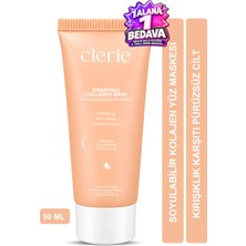 Clerie Soyulabilir Kolajen Yüz Maskesi, Tip 1 ve Tip 3 Hidrolize Kolajen, Niacinamide Seramid 50ml