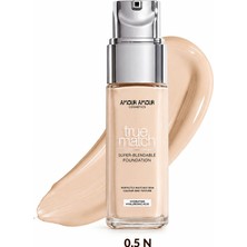 Amour Amour True Match Nemlendirici Likit Fondöten (30 Ml) – Hyaluronik Asitli, 24 Saat Kalıcı & Terlemeye Dayanıklı Doğal Bitiş