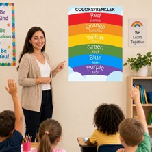 Ti Play Ingilizce Türkçe Temel Renkler Gökkuşağı Kalın Karton Eğitim Afişi 50X70 cm