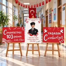 Ti Play 29 Ekim Cumhuriyet Bayramı 103. Yıl 3'lü Mukavva Afiş Seti 50X70 cm Şövale Hariç