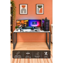Arpelia Çalışma Masası Dikdörtgen Ayaklı  140X70X73 cm (Lava - Gri - Kenarları Antrasit Bantlı)