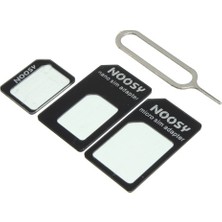 Noosy Sim Kart Adaptörü Siyah + Sim Kart İğnesi Uyumlu Tüm Telefonlar İçin Yüksek Hassasiyet