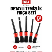 Bgea Oto Araç Detaylı Temizlik Fırça Seti 5’li Kırmızı Siyah Pbt Kıllı
