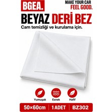 Bgea Beyaz Deri Bez 50X60 cm Araç Cam Temizleme ve Kurulama Bezi 1 Adet