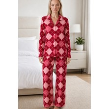 Kadın Casual Esnek Bol Kırmızı Pijama Takımı 4668