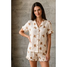 Kadın V Yaka Comfort Fit Kar Beyaz Pijama Takımı
