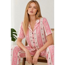 Kadın Kısa Kol Comfort Pembe Pijama Takımı 4738