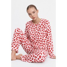 Kadın Comfort Esnek Kırmızı Pijama Takımı 4686