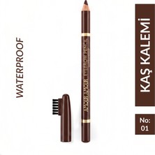 Amour Amour Waterproof Kaş Kalemi & Fırçası No:01 Kahverengi – Doğal Dolgunlaştırıcı Suya Dayanıklı