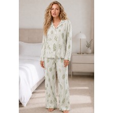 Kadın Casual Esnek Bol Çağla Pijama Takımı 4669 Çağla Yeşili