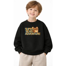 Fasardi Super Bear Adventure Baskılı Oversize 3 Iplik Şardonsuz Uzun Kollu Unisex Çocuk Sweatshirt