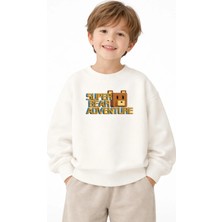 Fasardi Super Bear Adventure Baskılı Oversize 3 Iplik Şardonsuz Uzun Kollu Unisex Çocuk Sweatshirt
