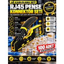 Yeni Nesil Ez Pense RJ45 RJ11 RJ12 Sıkma Aracı + Cat5 Cat6 Cat7 8P8C 6p / 100 Adet Cat6 Yeni Nesil