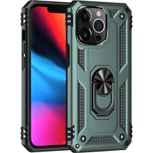 Akıllı Bayi Apple iPhone 13 Pro Kılıf Sofya Yüzüklü Silikon Kapak - Yeşil