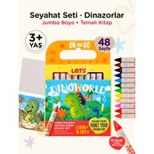 Keçeli Kalem Seyahat Seti – 10 Renk + Boyama Kitabı Dinozorlar Temalı | Let's