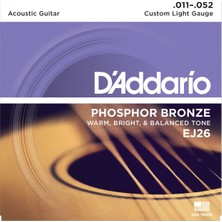 D'Addario Akustik Tel Set EJ26 Phosphor Bronze Özel Custom Light Model
