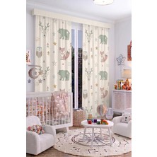 Bebek Çocuk Odası Fon Perdesi 100 x 250 cm 1 Kanat Sevimli Desenli Dekoratif Dijital Baskılı Premium Çocuk Odası Perdesi