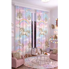 140X260 cm 2 Kanat Bebek Çocuk Odası Fon Perdesi Desenli Dekoratif Dijital Baskılı Premium Çocuk Odası Perdesi