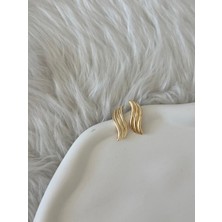 Revoia Marea Dalga Form Gold Küpe