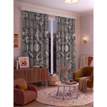 Modern Geometrik Desenli Fon Perdesi 100 x 250 cm 1 Kanat Dekoratif Dijital Baskılı Premium Salon Oturma Odası Yatak Odası Pencere Perdesi